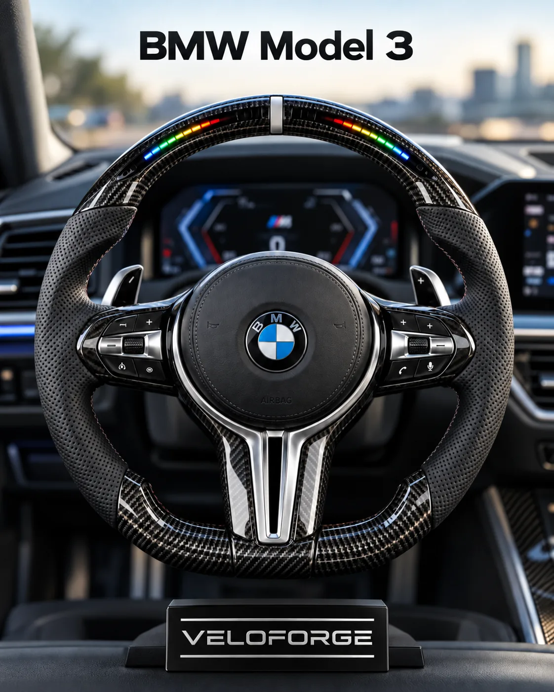 Veloforge carbon fiber LED BMW steering wheel